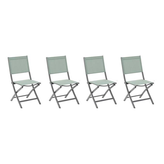 4er-Set klappbare Gartenstühle ESSENTIA Olivgrün / Graphit Epoxidharz behandeltes Aluminium, Texaline Olivgrün / Graphit
