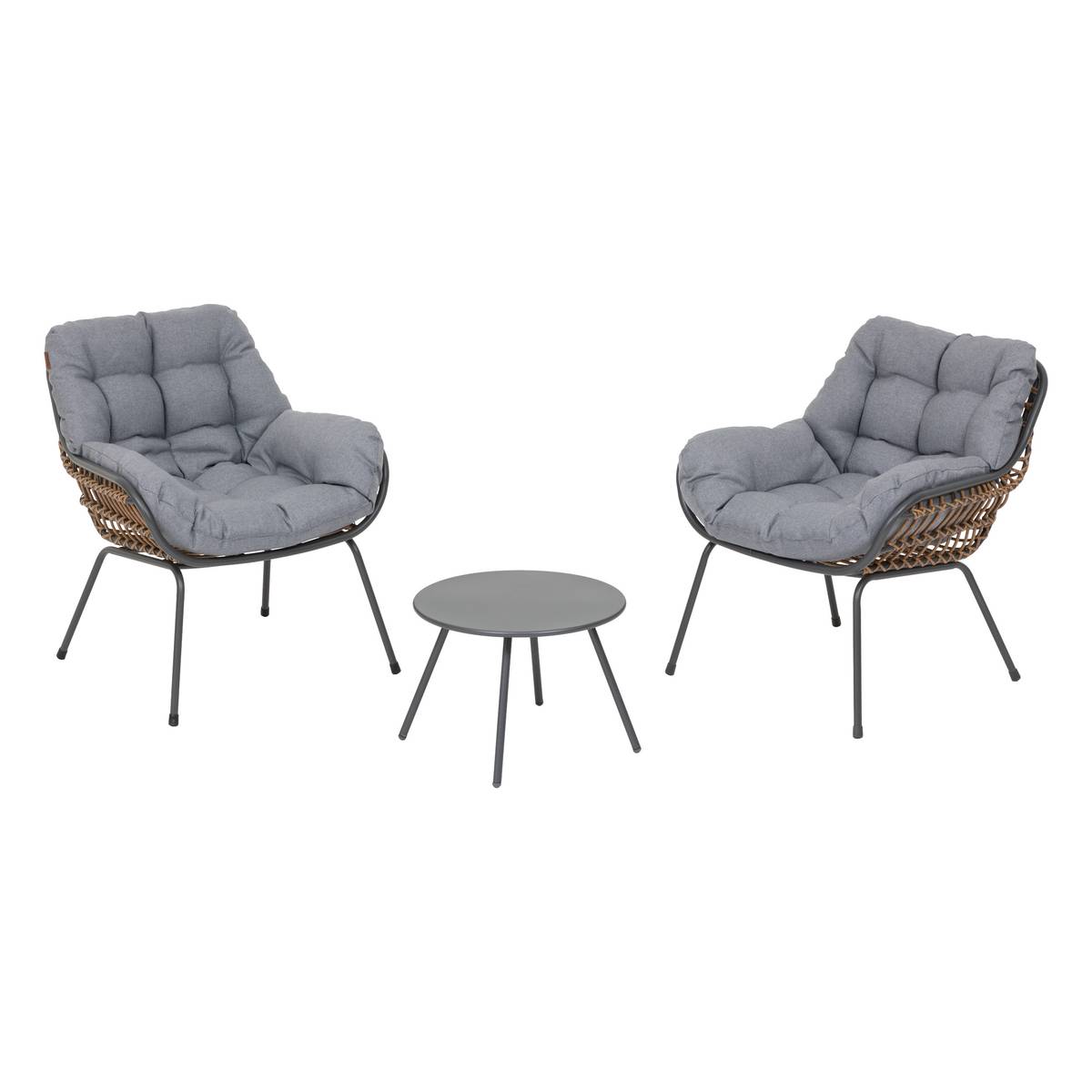 Gartenlounge-Set Duo PAOPAO Grau / Graphit 2 Plätze - Epoxy-beschichteter Stahl, Verstärkter Rostschutz Grau / Graphit