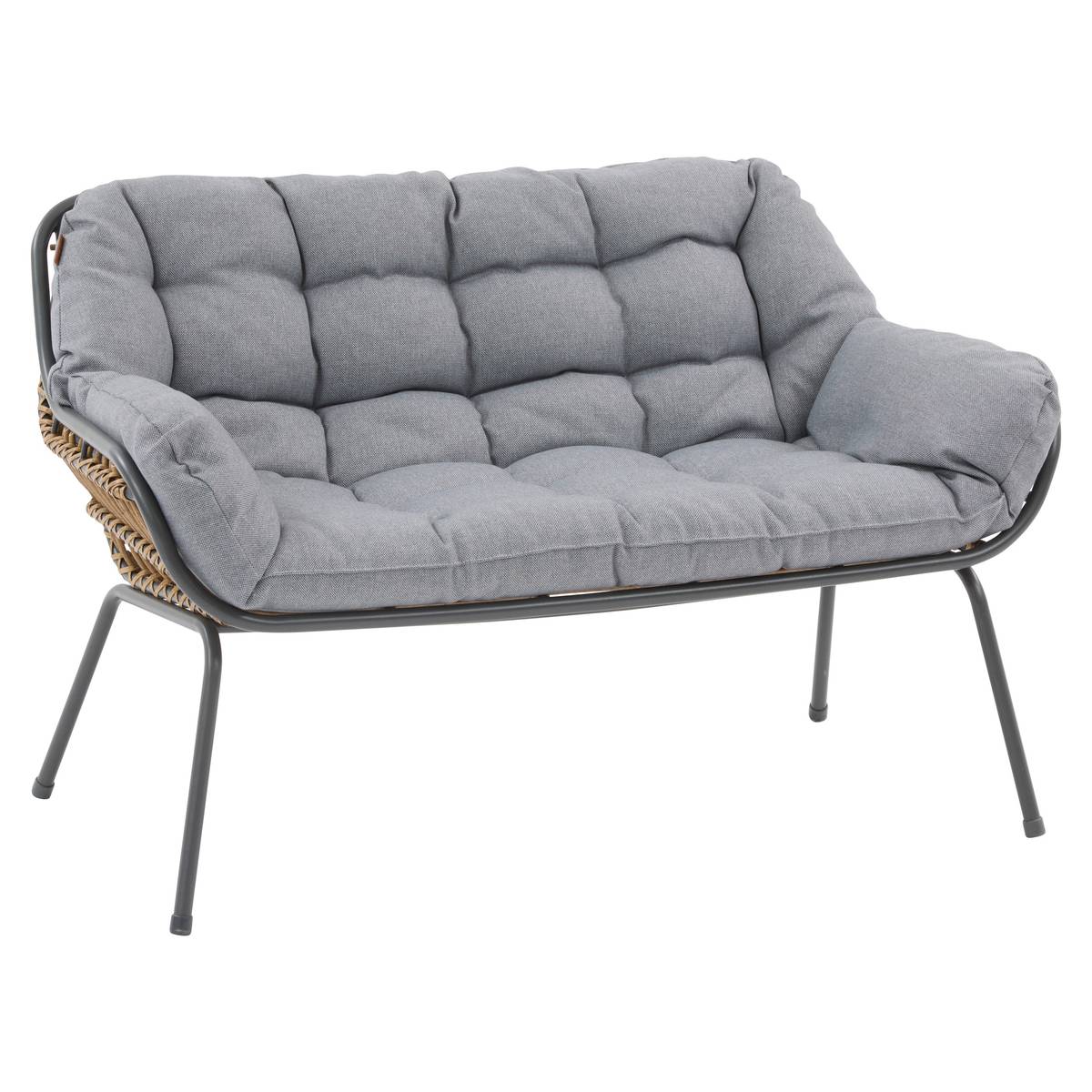 Gartenlounge-Set PAOPAO Grau / Graphit 4 Plätze - Epoxidharz behandelter Stahl, Polyester Grau / Graphit