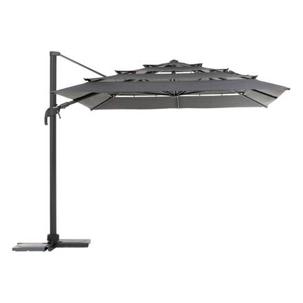 Rechteckiger neigbarer Ampelschirm MELHIA Anthrazit 4 x 3 m - Aluminium epoxidbeschichtet, Stahl, Olefin