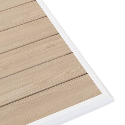 Ausziehbarer Gartentisch AXIOME Holzeffekt Leinen / Weiß 10 Plätze - Epoxy-beschichtetes Aluminium