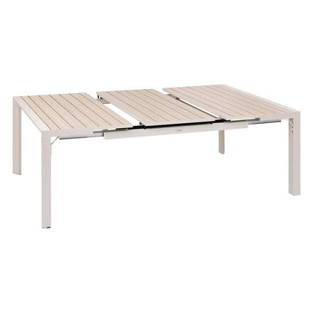 Quadratischer Gartentisch ÉVASION Leinen / Ton 10 Plätze - Epoxy-behandeltes Aluminium, Aluminiumlatten in Holzoptik
