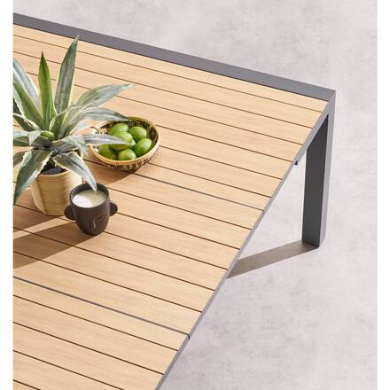 Quadratischer Gartentisch ÉVASION Leinen / Ton 10 Plätze - Epoxy-behandeltes Aluminium, Aluminiumlatten in Holzoptik