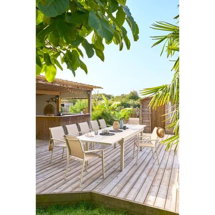 Ausziehbarer Gartentisch PIAZZA Ton 12 Plätze - Epoxy-beschichtetes Aluminium