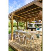 Stapelbarer Gartenstuhl mit Armlehnen ESSENTIA Leinen / Weiß Epoxidharz behandeltes Aluminium, Texaline Leinen / Weiß