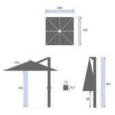 Quadratischer neigbarer Ampelschirm MELHIA Leinen / Ton 3 x 3 m - Aluminium epoxidbeschichtet, Stahl, Olefin Leinen / Ton