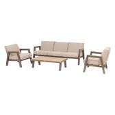 Gartenlounge-Set AXIOME Beige / Praline 5 Plätze - Epoxy-behandeltes Aluminium, Texaline, Olefin Beige / Praline
