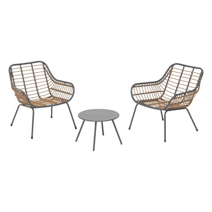 Gartenlounge-Set Duo PAOPAO Grau / Graphit 2 Plätze - Epoxy-beschichteter Stahl, Verstärkter Rostschutz Grau / Graphit