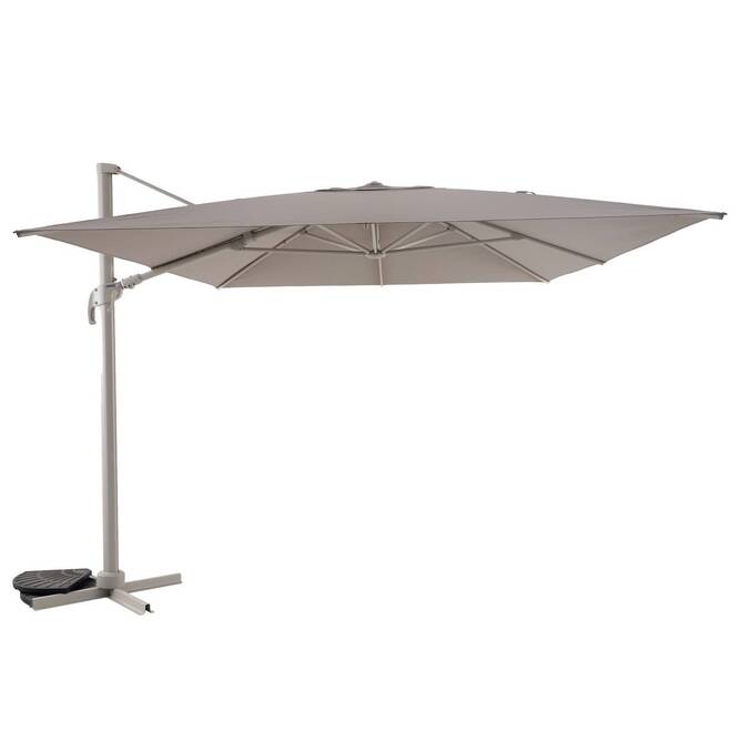 Quadratischer neigbarer Ampelschirm MELHIA Leinen / Ton 3 x 3 m - Aluminium epoxidbeschichtet, Stahl, Olefin Leinen / Ton