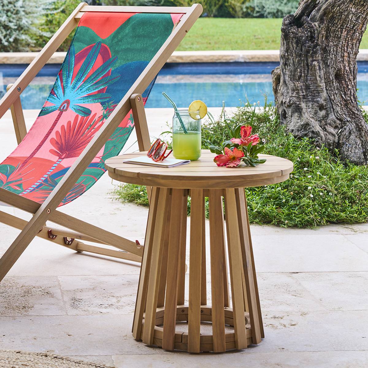 Runder Gartenbeistelltisch OSUNA aus Akazie 50 x 50 cm - Akazie FSC®-zertifiziert Akazie