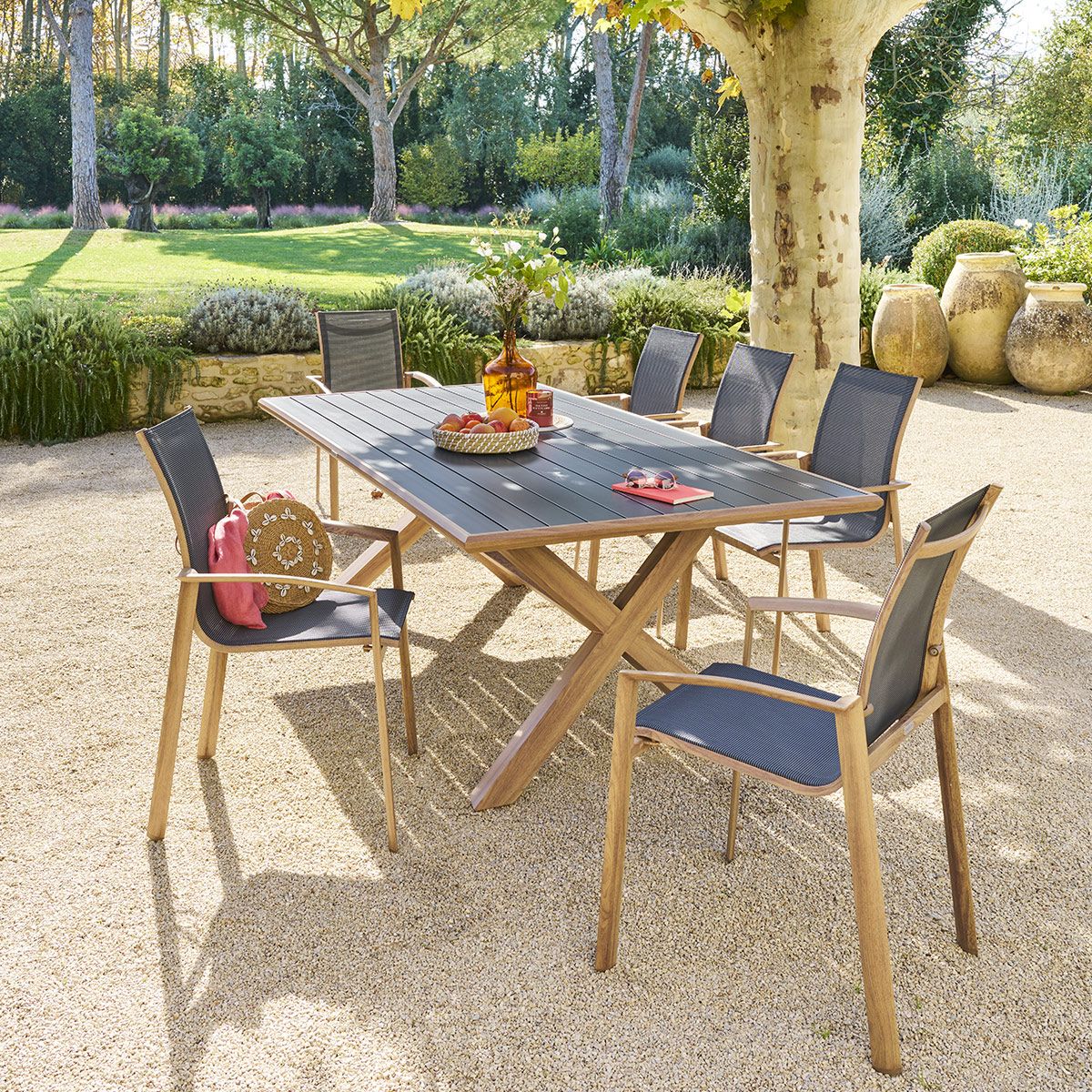 Gartentisch AXIOME Honey & Graphit 8 Sitze - Aluminium, epoxidbehandelt Honey / Graphit