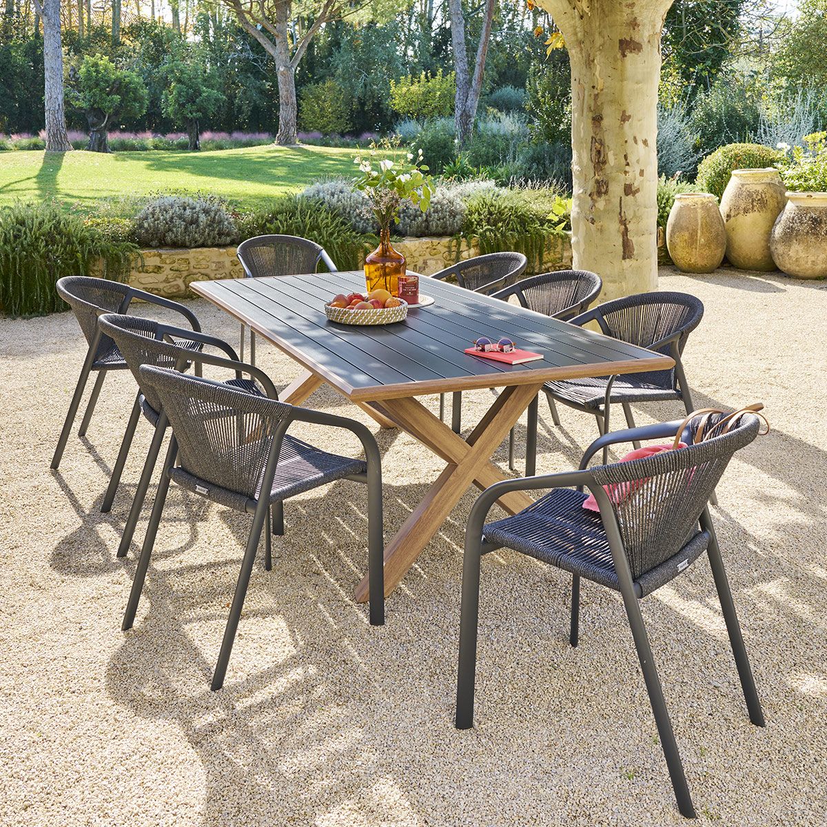 Gartentisch AXIOME Honey & Graphit 8 Sitze - Aluminium, epoxidbehandelt Honey / Graphit