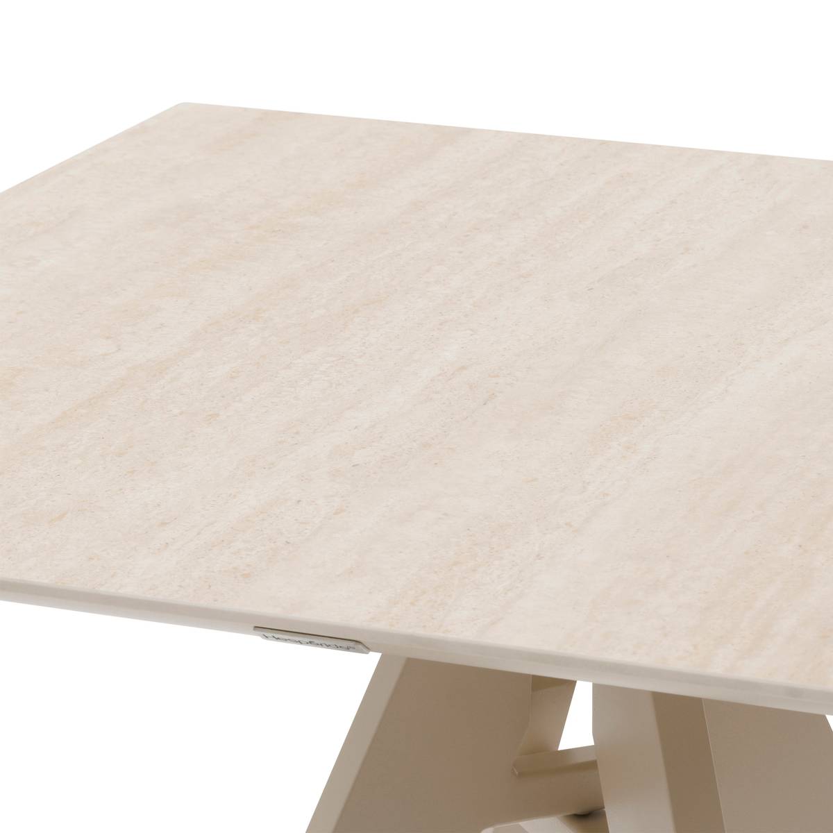 Gartentisch hoch quadratisch TERZANO Vanille / Ton 2 Plätze - Epoxy-behandeltes Aluminium Vanille / Lehmfarben