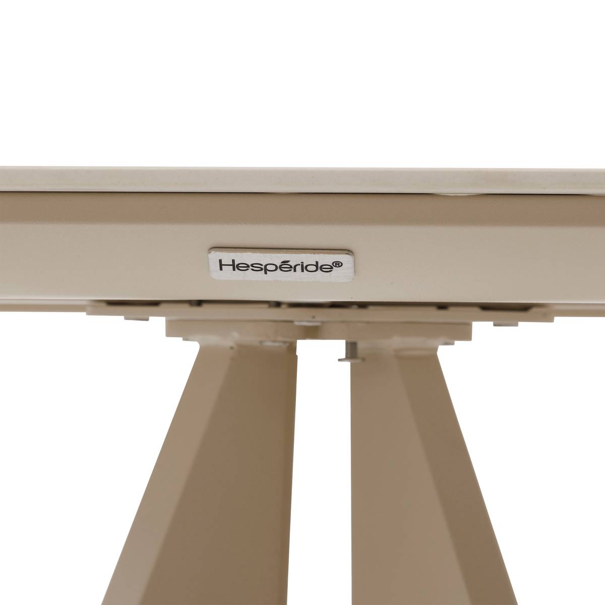 Gartentisch hoch quadratisch TERZANO Vanille / Ton 2 Plätze - Epoxy-behandeltes Aluminium Vanille / Lehmfarben