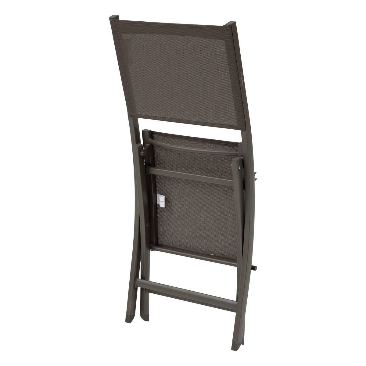 4er-Set klappbare Gartenstühle ESSENTIA Wengé / Praliné Epoxidharz behandeltes Aluminium, Texaline Wenge / Praliné