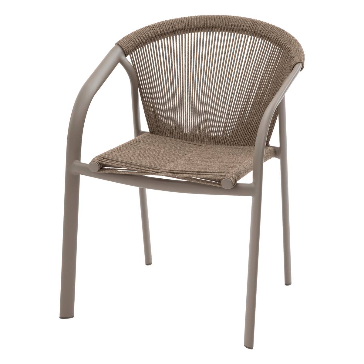 Stapelbarer Gartenstuhl mit Armlehnen RIU Cappuccino / Kaffee Epoxidharzbeschichtetes Aluminium Cappuccino / Kaffee