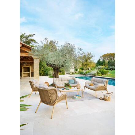 Gartensofa MELOANE Beige 2 Plätze - Epoxy-beschichteter Stahl, Polyester