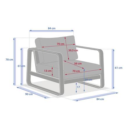 Gartensessel DOMILLY Kaffee Epoxidharz behandeltes Aluminium, Olefin