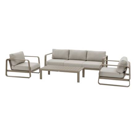 Gartenlounge-Set DOMILLY Kaffee 5 Plätze - Epoxy-behandeltes Aluminium, Olefin