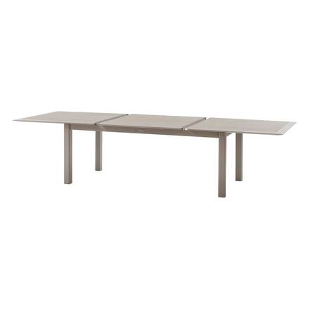 Ausziehbarer Gartentisch ALLURE Holzoptik Greige / Hafer 12 Plätze - Epoxy-beschichtetes Aluminium