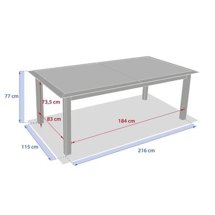 Ausziehbarer Gartentisch ALLURE Holzoptik Greige / Hafer 12 Plätze - Epoxy-beschichtetes Aluminium