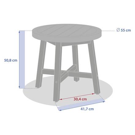 Runder Gartenbeistelltisch PAPOUASIE Akazie 55 x 51 cm - FSC®-zertifiziertes Akazienholz