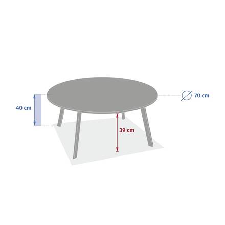 Runder Gartenbeistelltisch SAONA Lorbeergrün 70 x 40 cm - Epoxidharzbeschichteter Stahl, Verstärkter Rostschutz