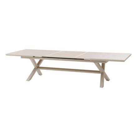 Ausziehbarer Gartentisch AXIOME Holzoptik Leinen / Ton 12 Plätze - Epoxy-beschichtetes Aluminium