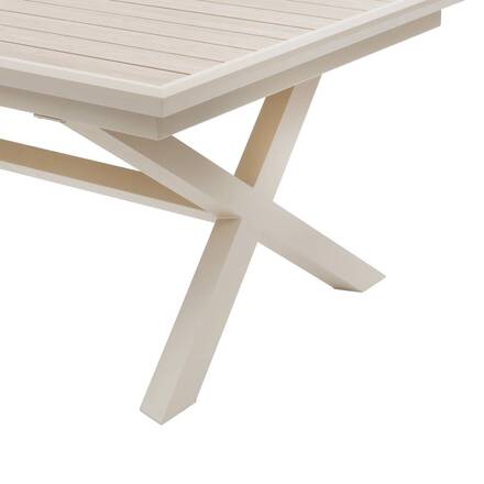 Ausziehbarer Gartentisch AXIOME Holzoptik Leinen / Ton 12 Plätze - Epoxy-beschichtetes Aluminium
