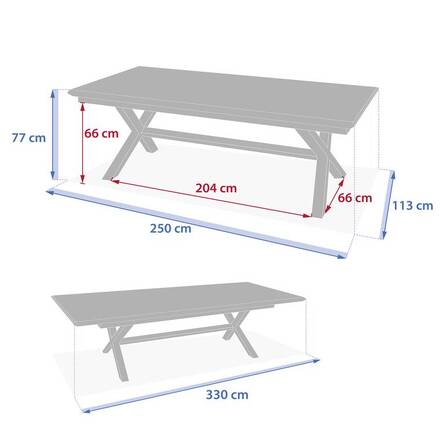 Ausziehbarer Gartentisch AXIOME Holzoptik Leinen / Ton 12 Plätze - Epoxy-beschichtetes Aluminium