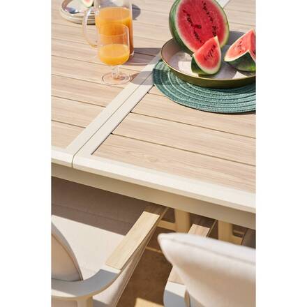 Ausziehbarer Gartentisch AXIOME Leinen / Ton 10 Plätze - Epoxy-beschichtetes Aluminium