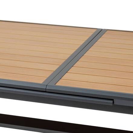 Ausziehbarer Gartentisch AXIOME Holzoptik Nuss / Graphit 10 Plätze - Epoxy-beschichtetes Aluminium