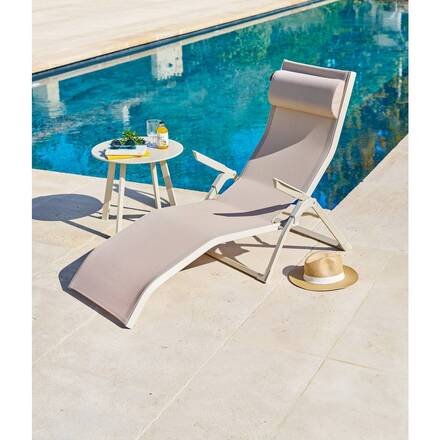 Sonnenliege DECIMA Leinen / Ton 2 Positionen - Epoxy-behandeltes Aluminium, Texaline