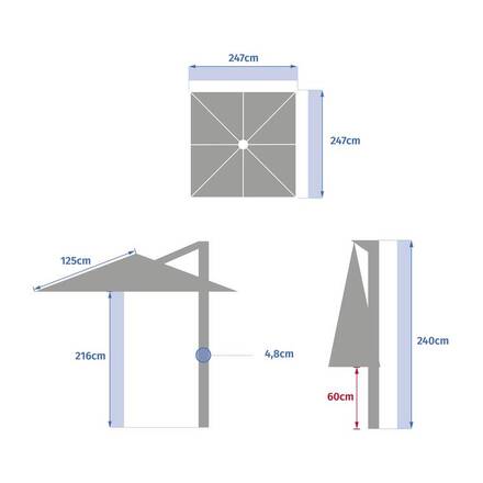 Quadratischer Ampelschirm MANOA Ton / Weizen 2,5 x 2,5 m - Aluminium epoxidbeschichtet, Stahl, Polyester