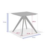 Gartentisch quadratisch TERZANO Vanille / Ton 2 Plätze - Epoxy-behandeltes Aluminium Vanille / Lehmfarben