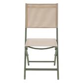 4er-Set klappbare Gartenstühle ESSENTIA Leinen / Lorbeergrün Epoxidharz behandeltes Aluminium, Texaline Leinen / Lorbeer