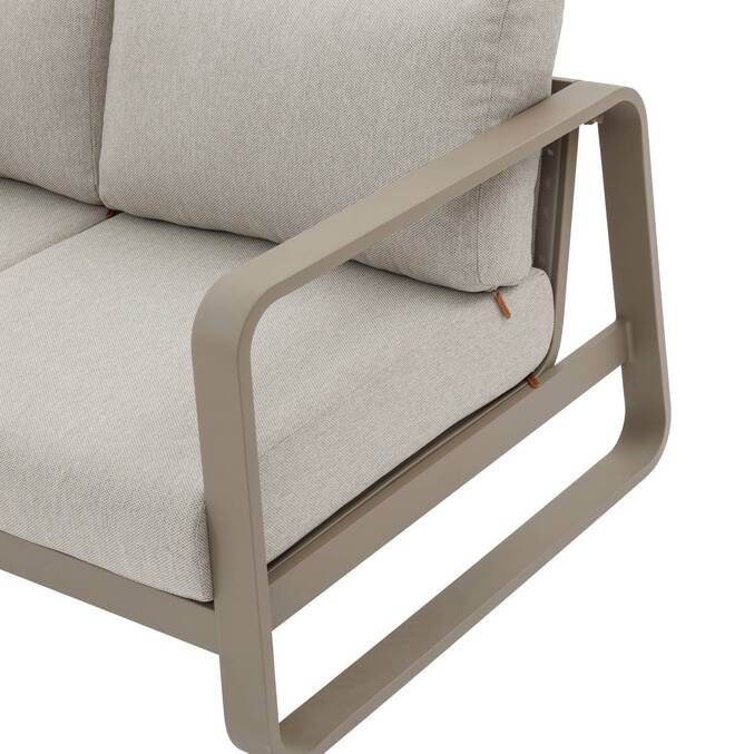 Gartensofa DOMILLY Kaffee 2 Plätze - Epoxy-behandeltes Aluminium, Olefin Kaffee