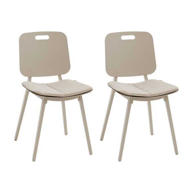 2er-Set Gartenstühle TERZANO Beige / Ton Epoxidharzbeschichtetes Aluminium Beige / Ton