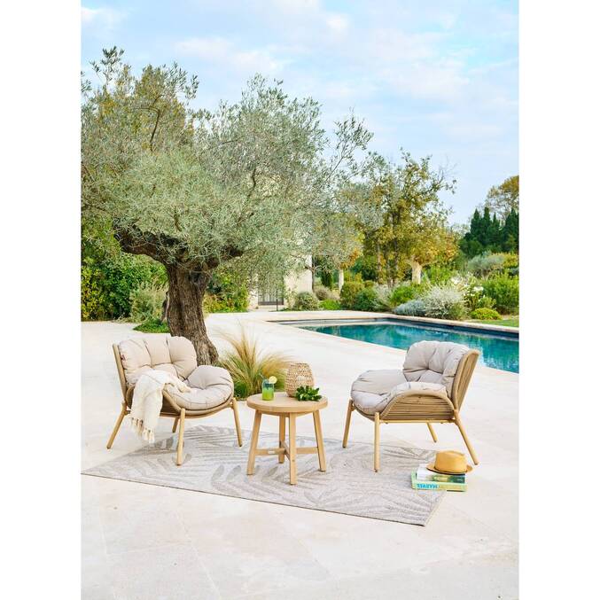 Runder Gartenbeistelltisch PAPOUASIE Akazie 55 x 51 cm - FSC®-zertifiziertes Akazienholz Akazie
