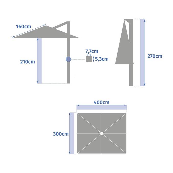 Rechteckiger Ampelschirm ÉQUADOR Olivgrün 4 x 3 m - Aluminium, Polyester Olivgrün