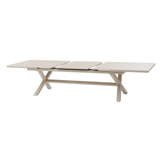 Ausziehbarer Gartentisch AXIOME Holzoptik Leinen / Ton 12 Plätze - Epoxy-beschichtetes Aluminium Holzoptik Leinen / Lehmfarben