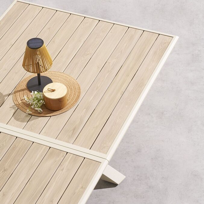 Ausziehbarer Gartentisch AXIOME Leinen & Lehm 10 Plätze - Aluminium, epoxidbehandelt Leinen / Ton