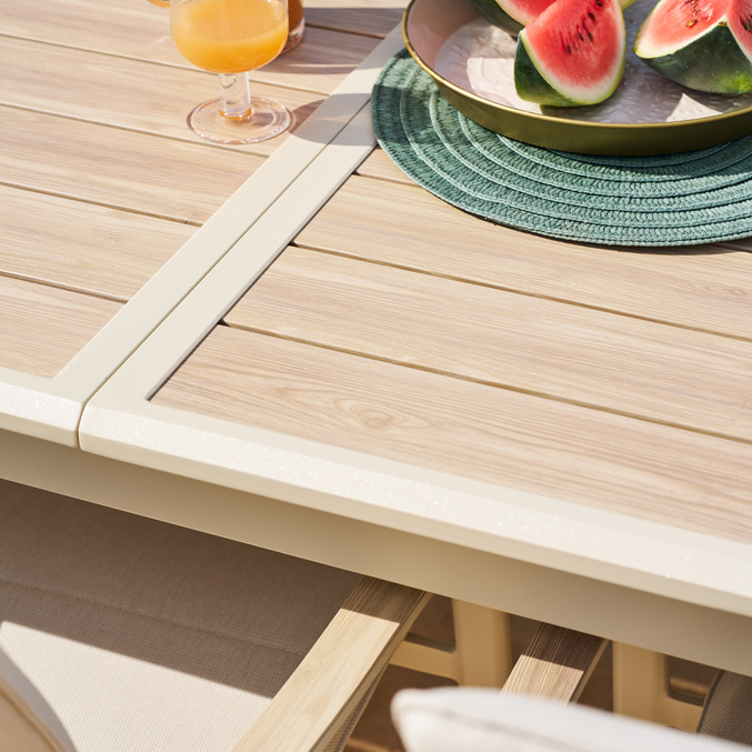 Ausziehbarer Gartentisch AXIOME Leinen & Lehm 10 Plätze - Aluminium, epoxidbehandelt Leinen / Ton