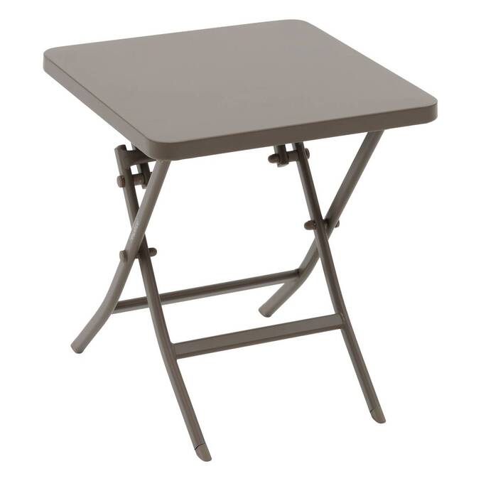 Quadratischer Gartenbeistelltisch GREENSBORO Kaffee 40 x 40 cm - Stahl, Verstärkter Rostschutz Kaffee
