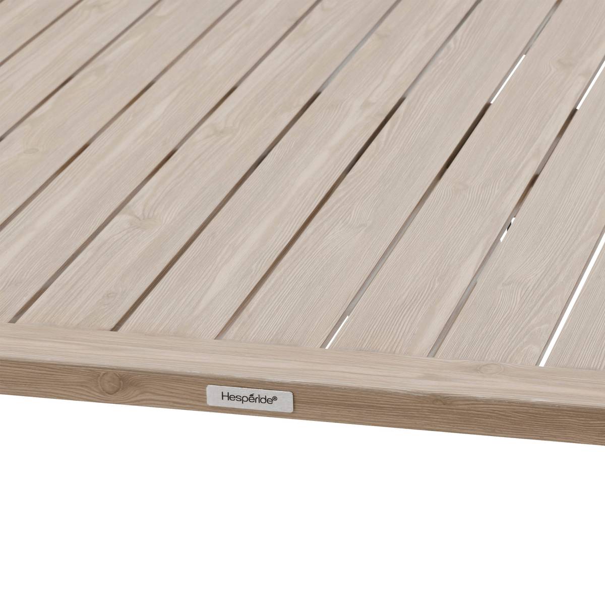 Rechteckiger, anhebbarer Gartentisch SALIMIA Ton / Leinen 150 x 80 x 69 cm - Aluminium epoxidbeschichtet Lehmfarben / Leinen