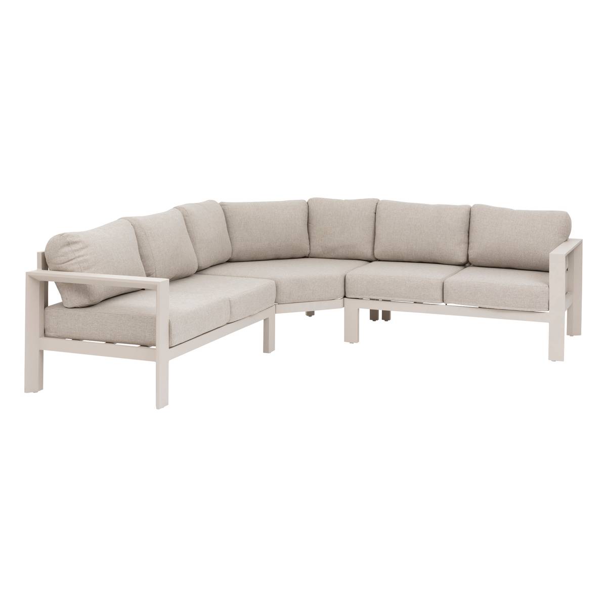 Gartenecksofa ÉVASION Ton / Leinen 5 Plätze - Epoxy-behandeltes Aluminium, Olefin Lehmfarben / Leinen