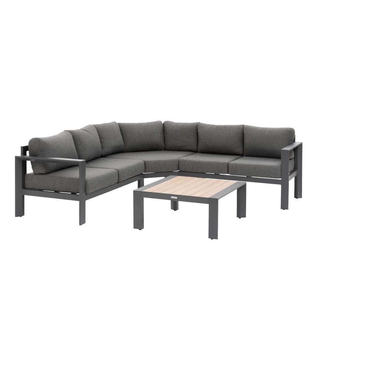 Gartenecksofa ÉVASION Graphit / Honig 5 Plätze - Epoxy-behandeltes Aluminium, Olefin Graphit / Honey