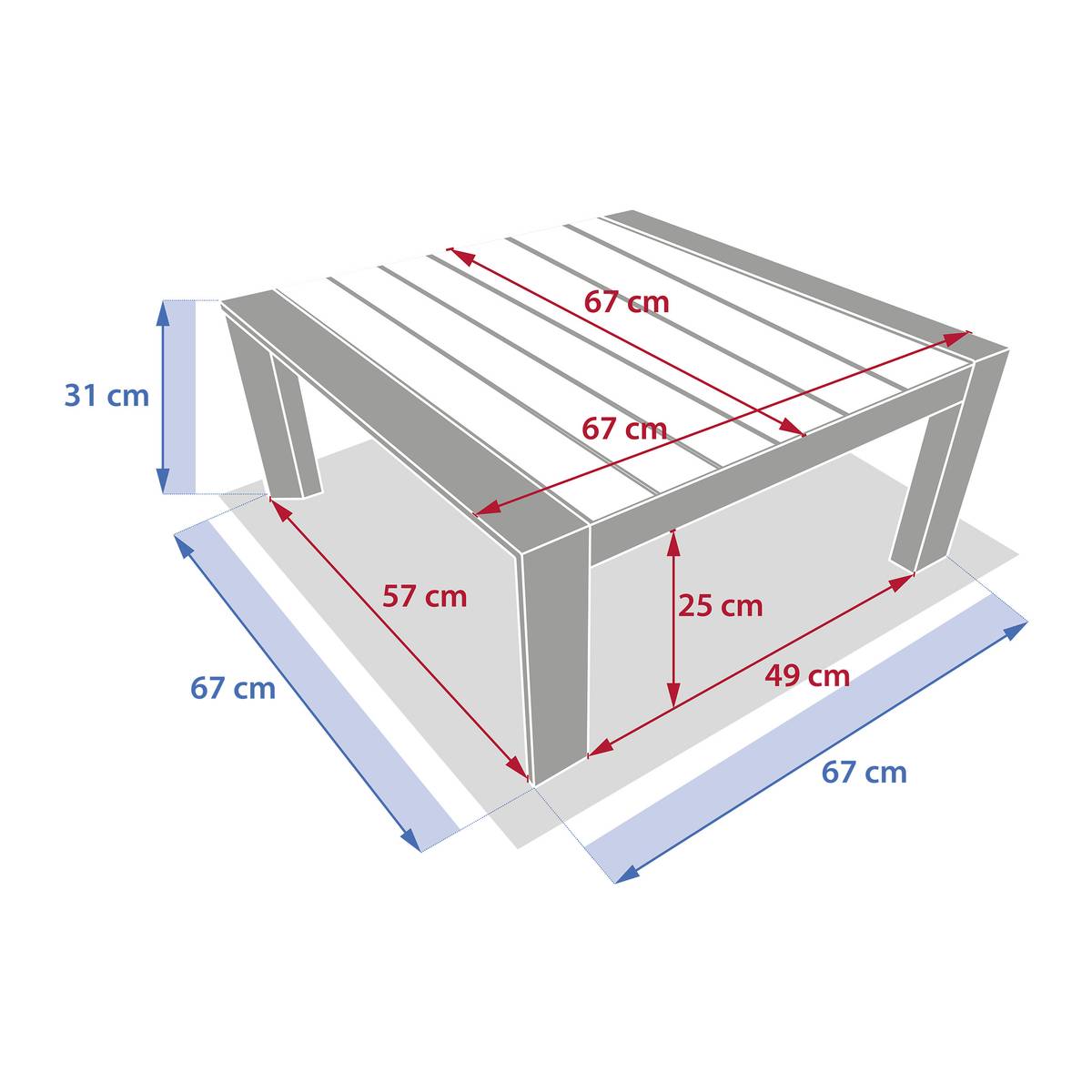 Quadratischer Gartencouchtisch ÉVASION Graphit / Honig 67 x 67 x 31 cm - Aluminium epoxidbeschichtet Graphit / Honey