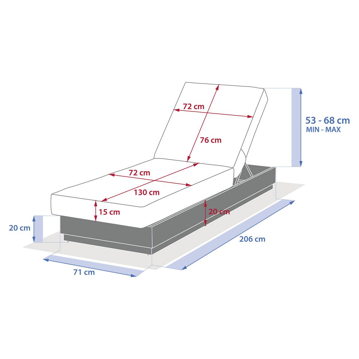 Poolliege ALLURE Graphit Epoxidharz behandeltes Aluminium, Polyester Graphit