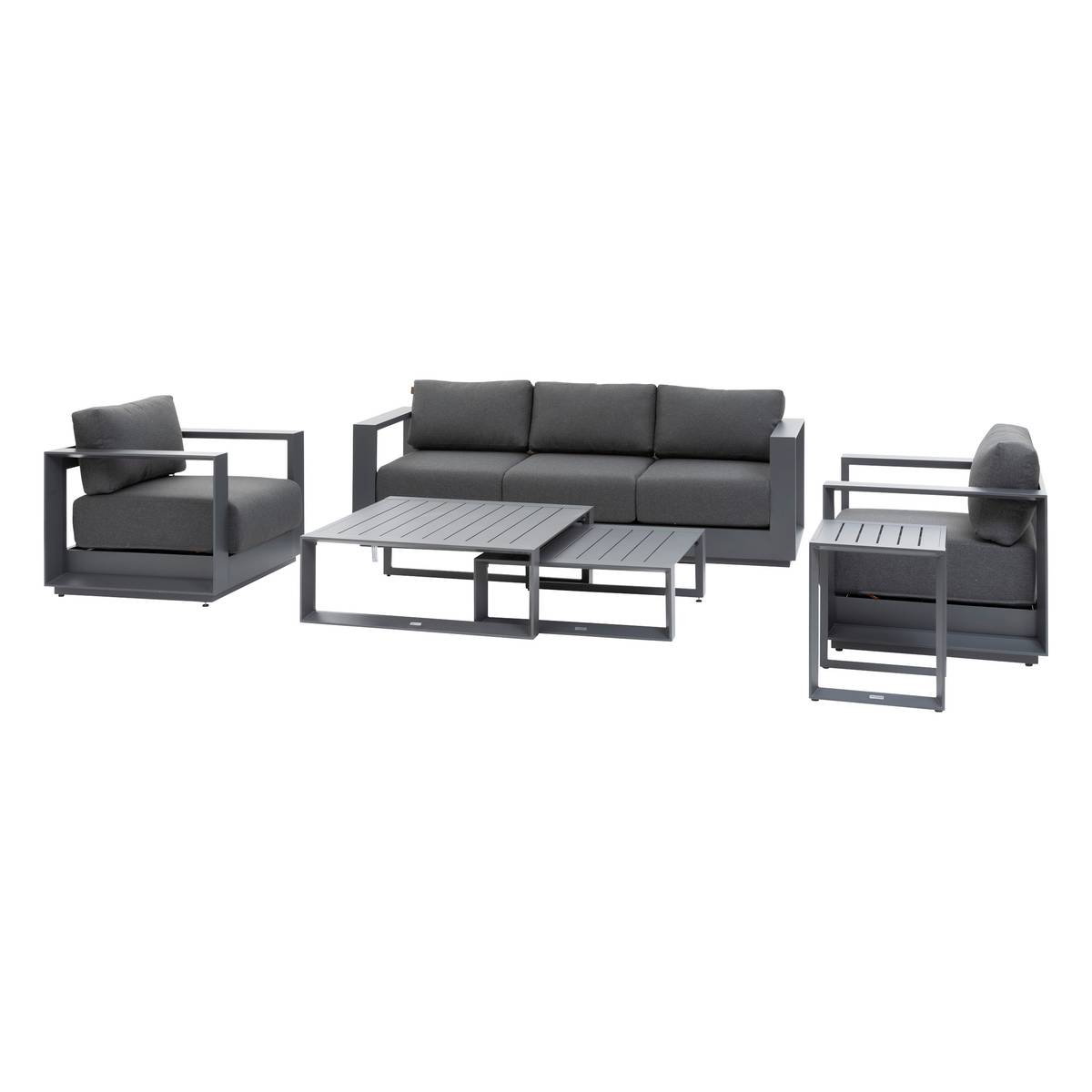 Drehbare Gartenlounge-Set ALLURE Graphit 5 Plätze - Epoxy-behandeltes Aluminium, Polyester Grau / Graphit